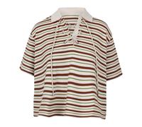 Moncler - Polo en coton rayé - Femme - Tops - Beige - Taille: 40 FR