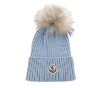 Moncler Pre-owned - Pre-owned Bonnet en maille - Femme - Pre-owned - Bleu - Taille: ONE Size