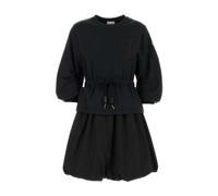 Moncler - Puff Sleeve Drawstring Dress - Femme - Robes - Noir - Taille: 38 FR