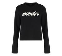 Moncler - Pull en laine et cachemire à logo brodé - Femme - Pulls - Noir - Taille: 36 FR