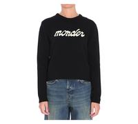 Moncler, Femme, Pulls, Noir, Taille: 36 FR Pull en laine et cachemire à logo brodé