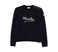 Moncler - Pull ras du cou avec logo brodé - Femme - Pulls - Bleu - Taille: 40 FR