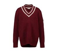 Moncler - Pull Rembourré Col en V en Mélange de Coton et de Laine - Femme - Pulls - Rouge - Taille: 36 FR