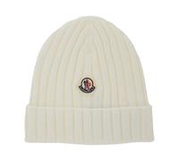 Moncler - Ribbed Logo-Patch Beanie - unisex - Accessoires - Blanc - Taille: 3XS