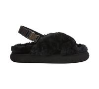 Moncler - Sandales Plates en Fausse Fourrure Solarisse - Femme - Chaussures - Noir - Taille: 40 EU