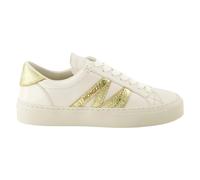 Moncler - Style Panier en Cuir Blanc & Or - Femme - Chaussures - Blanc - Taille: 38 EU