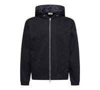 Moncler - Sweat à capuche zippé avec logo en cuir - Homme - Vestes - Bleu - Taille: M