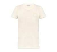 Moncler - T-shirt en coton avec broderie - Femme - Tops - Beige - Taille: 42 FR