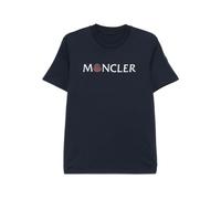 Moncler - T-shirt bleu marine avec logo imprimé - Homme - Tops - Bleu - Taille: M