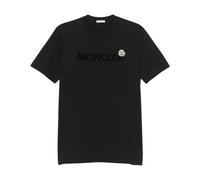 Moncler - T-shirt en coton avec logo floqué - Homme - Tops - Noir - Taille: L