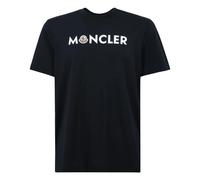 Moncler - T-shirt en coton avec logo texte - Homme - Tops - Bleu - Taille: M