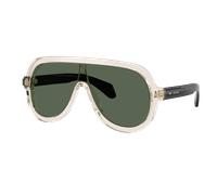 Moncler Unisex Sunglass Sunsette - Couleur du Monture: Beurre transparent, Couleur de Lentille: Vert foncé uni
