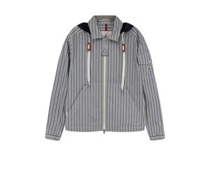 MONCLER veste en coton rayé homme bleue - 1