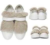Moncler Victoire Fox Fur Trimmed Slip-On Baskets Chaussures Fourrure 40