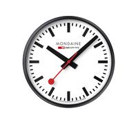 Mondaine Horloge de Gare Suisse Officielle - Diamètre : 25 cm - Mouvement à Quartz - Cadre en Aluminium Noir - Verre minéral trempé - Design Classique - A990.Clock.12SBB