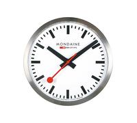 Mondaine - Horloge Murale A995.Clock.16SBB 40 cm - Horloge Officielle des chemins de Fer suisses - Boîtier en Aluminium Rouge - Horloges murales résistantes à la poussière, Blanc, Bracelet