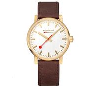 Mondaine - Evo2 MSE.40112.LG Montre pour Homme 40 mm - Montre de Gare en Or avec Bracelet en Cuir Marron - Étanche à 30 m - Verre Saphir - Fabriquée en Suisse, Marron, Bracelet