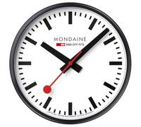 Mondaine Horloge de Gare Suisse Officielle - Diamètre : 25 cm - Mouvement à Quartz - Cadre en Aluminium Noir - Verre minéral trempé - Design Classique - A990.Clock.12SBB