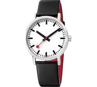 Mondaine MSE40610LB Montre à Quartz analogique Unisexe avec Bracelet en Cuir, Schwarz