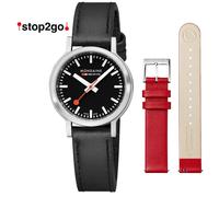 Mondaine MST.34020.LBV.SET Montre Femmes Noir stop2go Verre en Saphir, 34mm Avec