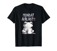 Monday Already Frog with Coffee Grumpy Frog Coffee Humour Art T-Shirt