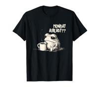 Monday Already Frog with Coffee Motif Grenouille T-Shirt