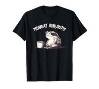 Monday Already Frog with Coffee Viral Coffee Frog Humour T-Shirt