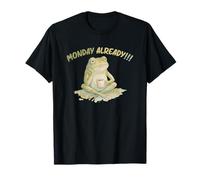 Monday Already Grenouille avec café Sarcasme Grenouille Visuel T-Shirt