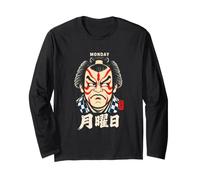 Monday Kabuki Face Théâtre Japon Kanji Souvenir Manche Longue
