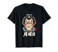 Monday Kabuki Face Théâtre Japon Kanji Souvenir T-Shirt Graphique avec Valeur
