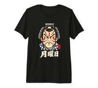Monday Kabuki Face Théâtre Japon Kanji Souvenir T-Shirt Haut de Gamme