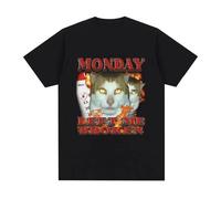 Monday Left Me Broken Cat T Shirt Black L
