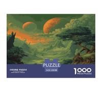 Monde Alien Papier Puzzle Jeu De Puzzle Activités Familiales Stimulantes 1000 Stukjes Le Royaume Secret de la Lune Orange Casse-tête Qualité Premium pour Adultes 52x38cm/1000pcs