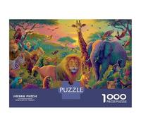Monde Animal 1000 Pièces Puzzle Famille - Carton Recyclé & Puzzle Mindfulness Safari Vibrant Troupeau - Cadeau De Maison 52x38cm/1000pcs pour Adultes Et Enfants