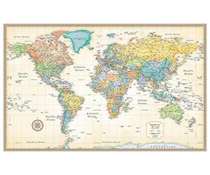 Monde, Carte Roulée Série Classique, Beige | Rand McNally