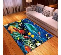 Monde De La Vie sous-Marine Enfants Tapis Salon Tapis Antidérapant Paillasson Chambre Décor Tapis 60 X 90 Cm 3D Imprimé Flanelle Tapis - Polyester Doux Au Toucher Facile À Nettoyer -2760280040674