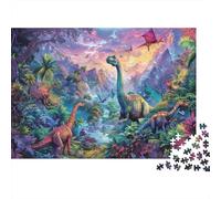 Monde Dinosaures Puzzle 1000 Pièces Adulte en Carton Recyclé, Jeu De Puzzle À Assembler Soi-même Dragon poignetdéfi Entre Amis pour Un Moment De Complicité, Étoile du Cadeau De Noël 52x38cm/1000pcs