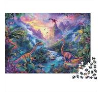 Monde Dinosaures Puzzle 1000 Pièces Adulte en Carton Recyclé, Jeu De Puzzle À Assembler Soi-même Le ruisseau Dinodéfi Entre Amis pour Un Moment De Complicité, Étoile du Cadeau De Noël 70x50cm/1000pcs