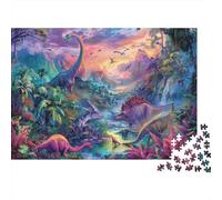 Monde Dinosaures Puzzle 1000 Pièces avec Assemblage Fluide, Puzzle Adulte Sol jurassiqueimpossible Difficile Très Difficile Défiante pour Une Activité en Famille, Cadeau De Retraite 38x26cm/1000pcs