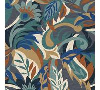Monde du papier peint Casa Leaf Wallpaper - Papier peint floral de luxe décoratif moderne avec motif de feuilles et de fleurs (bleu et vert sarcelle)