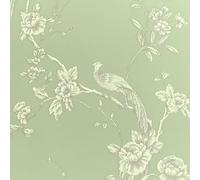 Monde du papier peint Papier peint à thème chinois oriental asiatique oiseau vert sauge E100336AH