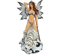 Monde Féérique - Grande Statuette Fée avec Tigre Blanc - 36cm