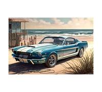 Monde Féérique - Plaque Métal Ford Mustang Bleu