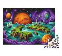 Monde Magique Coloré Puzzle 1000 Pièces Adultes Univers Puzzle en Bois DIY Cadeau Amusement Collection d'art pour L'accrocher Une Fois L'assemblage Terminé Multi-Colour 1000pcs (75x50cm)