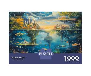 Monde marinPuzzle 1000 Pièces avec Découpe Précise, Jeu De Puzzle Classique Ville peinteconcentration Training Puzzle pour Un Tableau À Encadrer, Superbe Idée Cadeau 70x50cm/1000pcs