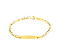 Monde Petit Bracelet Bébé Fille Enfant Or Jaune 9 Carats Personnalisé Esclave 3x1 Cz Mat et Brillant 12 cm - Coffret cadeau - Certificat de garantie