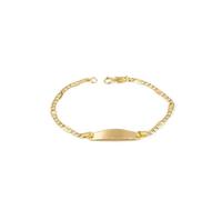 Monde Petit Bracelet Bébé Fille Enfant Or Jaune 9 Carats Personnalisé Esclave Figaro 3X1 Mat et Brillant 14 cm - Coffret cadeau - Certificat de garantie