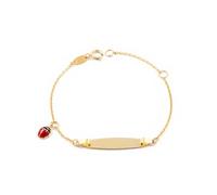 Monde Petit Bracelet Enfant coccinelle Or Jaune 9 Carats - Coffret cadeau - Certificat de garantie
