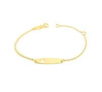Monde Petit Bracelet Fille Enfant Or Jaune 9 Carats Personnalise Esclave Cœur Brillant 14 cm - Certificat de Garantie - 1446