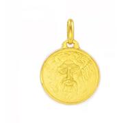 Monde Petit Médaille Femme Enfant Or Jaune 9 Carats Ronde Bouche de la Vérité 12 mm Mate et Brillant - Certificat de Garantie - 01678